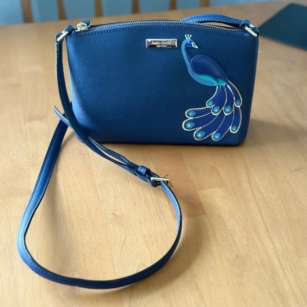 Kate Spade Blue Peacock Appliqué Crossbody Bag - Picture 2 of 5